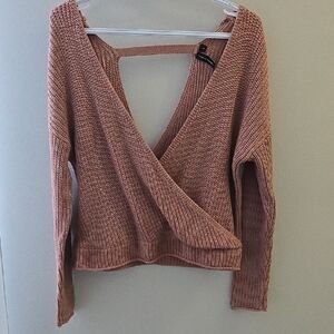 moon & madison V-Neck Wrap Sweater - Dusty Pink